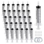 30 Pack 10ml Plastic Syringe Sterile Individual Wrap with Cap, Measurement and Dispensing Syringe Tools for Science Labs, Liquid Measuring, Feeding Pets, Oil or Glue Applicator (30, 10ml)