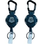 Retractable Keychain, Heavy Duty Carabiner Badge Holder, Tactical ID Badge Reel with 31.5” Steel Retractable Cord, 8.0 oz (2 Pack Keychain)