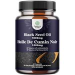 Cold Pressed Black Seed Oil Capsules - Vegan Nigella Sativa Black Cumin Seed Oil Capsules with Omega 3 6 9 and Antioxidants To Help Promote Hair Growth Immune Support Joint Health and Digestion 60caps