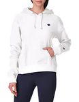 Champion Women's Hoodie, Standard Fit Pullover Reverse Weave Hoodie, White Left Chest C, Large