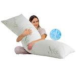 Shredded Memory Foam Body Pillow for Sleeping, Long Pillow with Cooling Bamboo Cover, 20 x 54 Large Bed Pillow for Adults