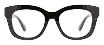 Peepers by PeeperSpecs Women's Center Stage Blue Light Blocking Reading Glasses and No Correction Eyewear, Black, 51