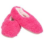 Hot Pink Two Tone Womens Plush Lined Cozy Non Slip Indoor Soft Slippers - Large