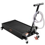 VEVOR Low Profile Oil Drain Pan, 20 Gallon Oil Drain Pan with Pump, Oil Change Pan with 180W Electric Pump, 8.2ft Hose & Folding Handle, Rolling Oil Drain Cart for Trucks, Buses, RVs