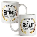 FirseBUY Winner for Best Uncle and Aunt Family Award Printed 11 Oz Ceramic Coffee Mug - White (Set of 2)