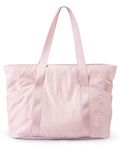 BAGSMART Women Tote Bag Large Shoulder Bag Top Handle Handbag with Yoga Mat Buckle for Gym, Work, Pink, Large