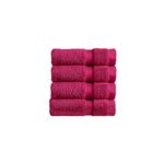 Christy Chroma Face Cloths Set | Pack of 4 | Soft Velvety Smooth Bathroom Flannels | Bold and Bright | Face and Body Wash Cloths | 100% Cotton | Orchid Pink