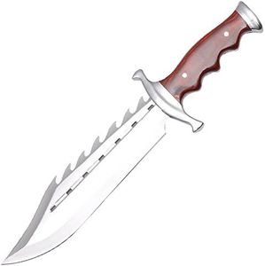 Armory Replicas - David Dundee Crocodile Bowie Knife - 9.3" Stainless Steel Blade, Natural Wood Handle, Nylon Sheath - Razor-Sharp, Versatile Survival Tool for Hunting