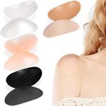 ELE3ST 4 Pairs Soft Silicone Shoulder Pads, Push up Soft Adhesive Silicone Shoulder Pads Anti Slip Enhancer Shoulder Pads for Women Clothing