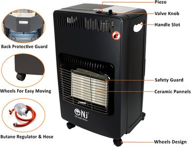 Portable Indoor Gas Heater – Foldable, 4.2kW with Regulator Set