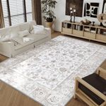 H.VERSAILTEX Large Area Rug 5x7 Washable Soft Rugs for Bedroom Living Room, Non Slip Non Shedding Printed Accent Indoor Floor Carpet for Dining Room Office Machine Washable, Chic Persian Floral