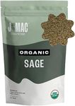 J Mac Botanicals, Organic Rubbed Sage (2 oz), Certified Organic Dried Sage Leaf, Herb Seasoning, Excellent for sausage making, fresh dry leaves, Freshest Albanian harvest