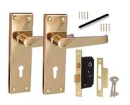 Haven Heritage ® Internal Victorian Straight Lever Lock Door Handles in Brass Plated Including Lock with Keys - Back Plate 154 x 41mm Sold in Pairs (1)