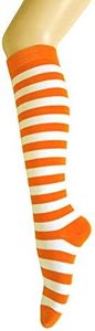 Triple M Plus Knee High Zebra Stripes Socks,Orange/White