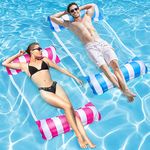 Enjoy Pool Time with 2 Pack Inflatable Pool Floats- Water Hammock & Lounge Chair, Air Mattress & Pool Party Toys for Adults with Manual Pump (Blue&Pink)