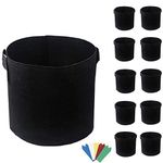 10 Pack Fabric Pots 10 Gallon, Breathable Thickened Nonwoven Grow Bags Durable Garden Planter Indoor & Outdoor Planting Grow Bags with Handles