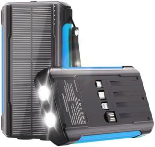 Nymzixt Solar Charger Power Bank 20000mAh, Portable Charger with 4 Cables