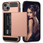 Vofolen for iPhone 6.1 Case Wallet 5G Cover Credit Card Holder ID Slot Sliding Back Pocket Anti-Scratch Dual Layer Protective 6.1 Rose Gold