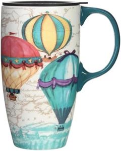 TZSSP Coffee Ceramic Mug Porcelain Latte Tea Cup With Lid 17oz. Balloon