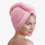 Brook + Bay Microfiber Hair Towel Wrap - Quick Dry Microfiber Towel for Hair - Anti-Frizz Plopping Turban - Machine Washable - Pink