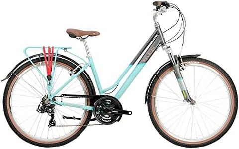Raleigh - PTR15WT - Pioneer Trail 27.5 Inch 21 Speed Women's Hybrid Bike in Aqua / Silver Size Small