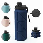 Mefold Collapsible Water Bottles,Leakproof BPA Free Silicone Foldable Portable Water Bottle 690ml(23oz),Lightweight Reusable Water bottle for Travel Cycling Gym Camping Sports Outdoor, DarkBlue