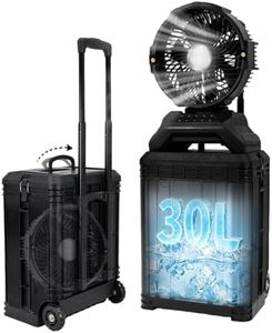 ZMLBTF Portable Misting Fan, 30L Water Tank Rolling Mist Fan, 30000mAh Rechargeable Outdoor Cooling Fan with Remote, 4 Speeds, 90° Oscillation, for Patio, Camping, Sports, Outside & Travel (Black)