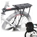 Malayas Bicycle Rear Rack Carrier Rack Holder Adjustable Rear Bicycle Black Seat Holder Luggage Cargo Carrier with Reflector 50KG Capacity