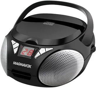 Magnavox MD6924 Portable Top Loading CD Boombox with AM/FM Stereo Radio in Black | CD-R/CD-RW Compatible | LED Display | AUX Input | Programmable CD Player | 1.6 watts of audio