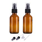 60ml Empty Amber Glass Spray Bottles for Essential Oils,Small Refillable Travel Fine Mist Spray Bottles,Homemade Cleaners and Aromatherapy with Fine Mist Dispenser(2 Pack)