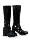 Generic Ladies Womens Fancy Dress Party Go Go Boots 60s and 70s Retro Knee High Zip closure Size 3-12 (Black Patent, 5)