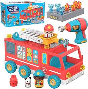 Educational Insights Design & Drill Bolt Buddies Fire Truck Toy, Take Apart Toy with Electric Drill Toy, STEM Toy, Boys & Girls, Ages 3+