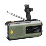 Emergency Weather Radio 2000mAh NOAA, Portable Power Bank, with Solar Charging, Hand Crank and Battery Powered, SOS Alert, AM/FM and 3-LED Flashlight for Outdoor Emergency