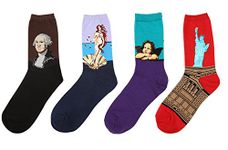 Aufland Cotton Famous Painting Christmas Art Patterned Casual Socks (4 Pack)