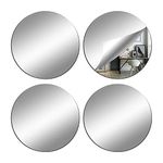 DARENYI 4Pcs Glass Round Mirror Tile, 6 inch Self Adhesive Mirror Sticker Small Circle Mirror Sheet for DIY Crafts, Glass Mirror Plates Trays for Wedding Table Centerpieces Walls Decor