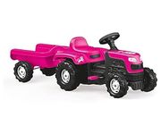 Dolu – Unicorn Tractor Pedal Operated & Trailer – Pink Pedal Powered Ride-On Tractor and Trailer for Kids Aged 3 to 5, Ride-on Pedal Vehicle for Children - Pink