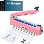 LinsnField Sealer Pro - 8 inch Impulse Heat Sealer - 2mm Sealing Width - Manual Heat Sealer Machine for All Bags - Most Heavy Duty for Strong, Secure Sealing for Long Term Food Storage - Extra 2 Replacements, 2 Fuses Included(Pink)