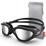 ZIONOR Swimming Goggles G1 Polarized Swim Goggles UV Protection Watertight Anti-Fog Adjustable Strap Comfort fit for Unisex Adult Men and Women-Black Frame Silver Lens