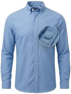 MagnaReady Mens Adaptive Magnetic Closure Long Sleeve Button Down Collar Shirt (Blue Chambray, Large)