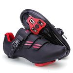 PENXZT Mens Cycling Shoes Road Bikes Shoes Compatible with Peloton SPD & Look Delta Wear -Resistant Comfortable Riding Shoes,D,10 UK