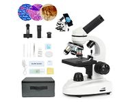 LaMulaOptics Microscope for Adults Kids Students, 100X-2000X Microscopes, Metal-Body Dual LED Illumination, Biological Compound Monocular Microscope Kit for School Lab, Homeschool w/Phone Adapter