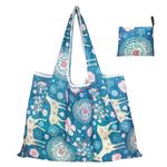 MOMISY Designer Pattern Reusable and Foldable Shopping Bag/Tote Hand bag/Travel Bag/Grocery Bag | Heavy Duty, Eco Friendly | Compact, Lightweight and Convenient (Deer Blue)