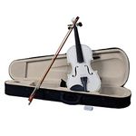 4/4 Full Size Acoustic Violin Fiddle Set for Adult Beginners Students with Violin Case, Bow, Rosin (White)