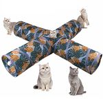 Qpets® Cat Tunnels for Indoor, Cat Tunnel Interactive Cat Toys for Big Cats Kitten Persian Cat Toys Collapsible Pet Tube Exercising Hiding Training Toys (4 Way)