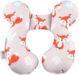 vocheer Baby Travel Pillow(Upgraded), Head and Neck Support Pillow for Pushchair, Car Seat,Stroller, Bouncer, Cotton, Orange Fox
