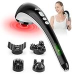 SNAILAX Cordless Handheld Deep Tissue Massager with Heating - Rechargeable Portable Wireless Electric Percussion Full Body Deep Tissue Massager for Muscles, Neck, Shoulder, Back,Gifts for Women,Men