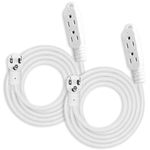 Aurum Cables 3 Outlet Extension Cord for Indoor, 3 Prong Extension Cord with 16AWG 125V 1625W, ETL Listed Triple Wire Grounded Multi Outlet Plug 15ft White 2 Pack