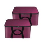 Storite 2 Pack Nonwoven Mini Storage Bag Cloth Organizer With Zippered Closure And Handle (41X35X23.5 Cm, Magenta) Rectangular - Non-Woven