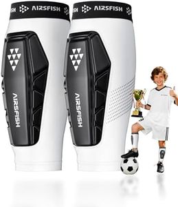 AirsFish Soccer Shin Guards Kids Youth, Ski Shin Protector for Boys Girls Men Women, Shin Pads Defender, Lightweight Calf Protective Gear, Breathable Canilleras de Futbol para Niños White
