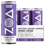 ZOA Zero Sugar Energy Drinks, Frosted Grape - 355ml (Pack of 12)